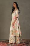 RI.Ritu Kumar_Green Kurta And Pant Shell 100% Silk Print Wild Flower Round Neck Mint Set _Online_at_Aza_Fashions