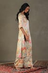 Buy_RI.Ritu Kumar_Green Kurta And Pant Shell 100% Silk Print Wild Flower Round Neck Mint Set _Online_at_Aza_Fashions