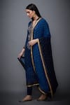 Buy_RI.Ritu Kumar_Blue Kurta 100% Viscose Print Bandhani Mandarin And Zardozi Embroidered Set _Online_at_Aza_Fashions