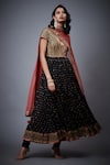 Buy_RI.Ritu Kumar_Black Kurta Shell 80% Viscose And 20% Silk Hand Embroidery Aari Anarkali Set _at_Aza_Fashions