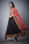 RI.Ritu Kumar_Black Kurta Shell 80% Viscose And 20% Silk Hand Embroidery Aari Anarkali Set _Online_at_Aza_Fashions