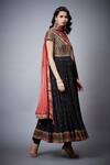 Buy_RI.Ritu Kumar_Black Kurta Shell 80% Viscose And 20% Silk Hand Embroidery Aari Anarkali Set _Online_at_Aza_Fashions