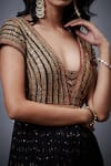 Shop_RI.Ritu Kumar_Black Kurta Shell 80% Viscose And 20% Silk Hand Embroidery Aari Anarkali Set _Online_at_Aza_Fashions
