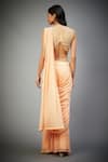 Shop_RI.Ritu Kumar_Peach Saree 100% Viscose Hand Embroidery Thread Pre-draped With Blouse _at_Aza_Fashions
