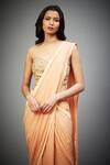 Shop_RI.Ritu Kumar_Peach Saree 100% Viscose Hand Embroidery Thread Pre-draped With Blouse _Online_at_Aza_Fashions