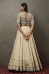 Shop_RI.Ritu Kumar_Ivory Silk, Polyester Sequins, Pearls, Zari, Embroidery Geometric Lehenga Set _at_Aza_Fashions