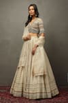 Buy_RI.Ritu Kumar_Ivory Silk, Polyester Sequins, Pearls, Zari, Embroidery Geometric Lehenga Set _Online_at_Aza_Fashions