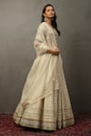 Shop_RI.Ritu Kumar_Ivory Silk, Polyester Sequins, Pearls, Zari, Embroidery Geometric Lehenga Set _Online_at_Aza_Fashions