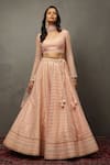 Buy_RI.Ritu Kumar_Pink Silk, Polyester Sequins, Embroidery Scoop Geometric Thread Lehenga Set _at_Aza_Fashions