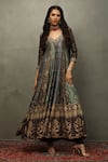 Buy_RI.Ritu Kumar_Green Kurta Shell 100% And Lining 100% Woven Floral Anarkali Set _at_Aza_Fashions
