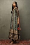 RI.Ritu Kumar_Green Kurta Shell 100% And Lining 100% Woven Floral Anarkali Set _Online_at_Aza_Fashions