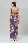 Shop_Kashmiraa_Purple Silk Cut Work, Beads, Foil Printing Scoop Floral Cape Draped Skirt Set 