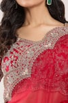 Shop_Prisho_Red Chiffon, Georgette Tassels, Embroidery, Sequins Scallop Hem Saree And Blouse _Online_at_Aza_Fashions