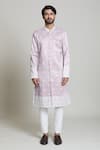 Buy_Arihant Rai Sinha_White , Satin Sequins, Embroidery Pink Sherwani Set _Online_at_Aza_Fashions