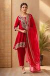 Buy Samyukta Singhania Red Georgette, Organza Sequins, Embroidery, Gota Patti Floral Anarkali Set at Aza Fashions Buy_Samyukta Singhania_Red Georgette, Organza Sequins, Embroidery, Gota Patti Floral Anarkali Set_at_Aza_Fashions