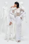 Buy_SHE'LL_Ivory Poplin Embroidery Floral Collar Neck Shirt And Pant Set _at_Aza_Fashions