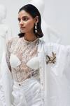 SHE'LL_Ivory Poplin Embroidery Floral Collar Neck Shirt And Pant Set _at_Aza_Fashions