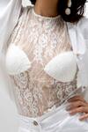 Buy_SHE'LL_Ivory Poplin Embroidery Floral Collar Neck Shirt And Pant Set 