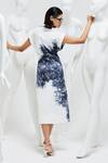 Shop_SHE'LL_Black Cotton Lycra Tie Dye Camp Collar Kefi Midi Dress _at_Aza_Fashions