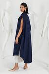 SHE'LL_Blue Denim Lapel Collar Jacket And Fringed Skirt Set _Online_at_Aza_Fashions