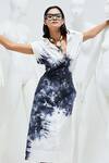 SHE'LL_Black Cotton Lycra Tie Dye Camp Collar Kefi Midi Dress _Online_at_Aza_Fashions