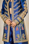 Masaba_Blue Salwar And Jacket Heavy Raw Silk Neel Bahar Pre-stitched Saree Set With _Online