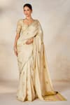 Masaba_Beige Saree Dupion Embroidered Gul Jharokha Bombat Barfi Set With Stole _Online_at_Aza_Fashions