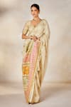 Buy_Masaba_Beige Saree Dupion Embroidered Gul Jharokha Bombat Barfi Set With Stole _Online_at_Aza_Fashions