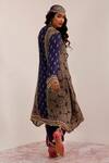 Shop_Surkh Syahi_Blue Cotton, Silk Embroidery Collared Mandala Art Print Kurta Set _at_Aza_Fashions