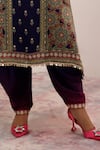 Surkh Syahi_Blue Cotton, Silk Embroidery Collared Mandala Art Print Kurta Set _Online_at_Aza_Fashions