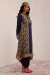 Buy_Surkh Syahi_Blue Cotton, Silk Embroidery Collared Mandala Art Print Kurta Set _Online_at_Aza_Fashions