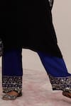 Surkh Syahi_Black Crepe Mirrors And Blue Bloom Kaftan Set _Online_at_Aza_Fashions