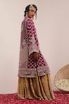 Shop_Surkh Syahi_Purple Russian Cotton Silk Print Gulshan Mandarin Collar Kurta Palazzo Set _at_Aza_Fashions