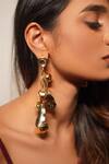 Buy_Rejuvenate jewels_Gold Plated Gota Patti, Studs Kundan Ghungroo Long Earrings _at_Aza_Fashions
