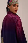 Surkh Syahi_Blue Russian Cotton Silk Print Mandala Art And Chevron Collar Tunic & Palazzo Set _Online_at_Aza_Fashions