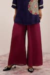 Surkh Syahi_Blue Russian Cotton Silk Print Mandala Art And Chevron Collar Tunic & Palazzo Set _at_Aza_Fashions