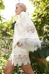 Buy_Kay Kay_Off White Cotton, Polyester Lace Collared Floral Embellished Shirt And Shorts Set _Online_at_Aza_Fashions