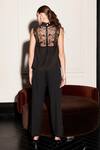 Shop_Kay Kay_Black Modal Cut Work, Sequins Round Floral Cutdana Embroidered Top And Pant Set _at_Aza_Fashions