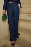 Buy_Kay Kay_Blue Denim Collared Indigo Jacket And Pant Set _Online_at_Aza_Fashions