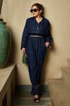 Shop_Kay Kay_Blue Denim Collared Indigo Jacket And Pant Set _at_Aza_Fashions