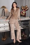 Buy_Kay Kay_Beige Suede Cut Work Collared Floral Shirt And Pant Set _at_Aza_Fashions