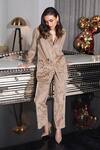 Kay Kay_Beige Suede Cut Work Collared Floral Shirt And Pant Set _Online_at_Aza_Fashions
