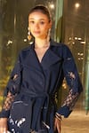 Buy_Kay Kay_Blue Denim Embroidery Crochet Patchwork Trench Coat _Online_at_Aza_Fashions
