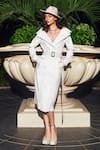 Buy_Kay Kay_White Leather Studs Solid Trench Coat _at_Aza_Fashions