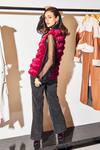Shop_Kay Kay_Maroon Fur, Polyester Open Neck Faux Jacket _at_Aza_Fashions