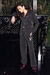 Buy_KAY KAY_Black Denim Rhinestones Collared Embellished Set _Online_at_Aza_Fashions
