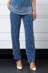 Buy_Kay Kay_Blue Georgette Pearls, Stones Round Neck Embroidered Top And Pant Set _Online_at_Aza_Fashions