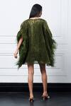 Shop_Kay Kay_Green Net Sequins, Fringe Round Neck Embroidered Kaftan Dress _at_Aza_Fashions
