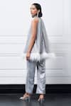 Shop Kay Kay Gray Polyester, Satin Sequins, Fringe High Grey Embroidered Kaftan Pant Set at Aza Fashions Shop_Kay Kay_Gray Polyester, Satin Sequins, Fringe High Grey Embroidered Kaftan Pant Set _at_Aza_Fashions