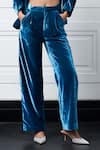 Kay Kay_Blue Velvet, Polyester Blazer And Pant Set _Online_at_Aza_Fashions